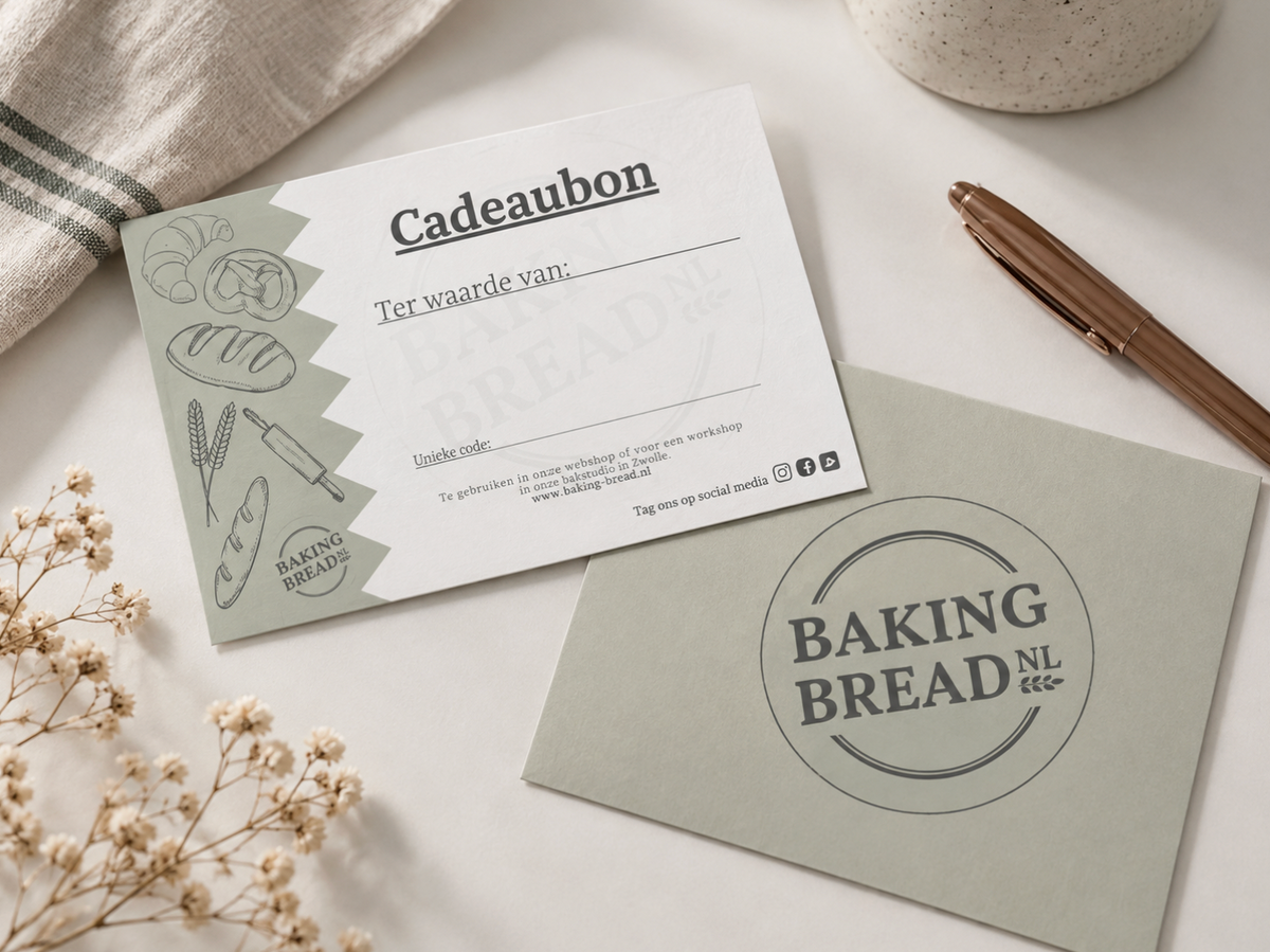 Baking Bread cadeaubon met envelop voor workshops en webshop